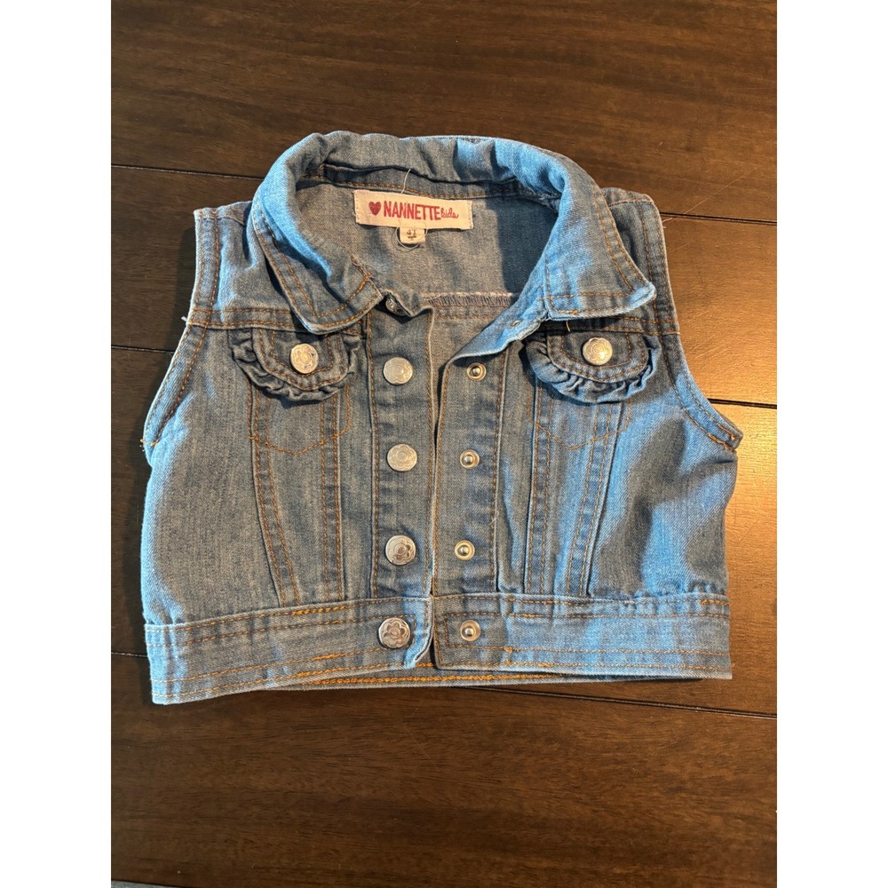 Nannette Kids Girls Denim Vest Light Wash Blue Jacket 4T
